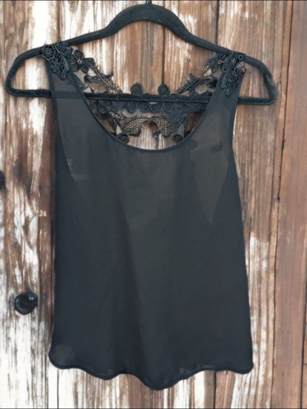 Express Black Lace-Trim Mixed Media Y2K Delicate Dainty Tank Top